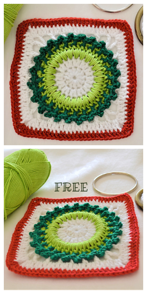 Christmas Granny Square Wreath  Free Crochet Patterns