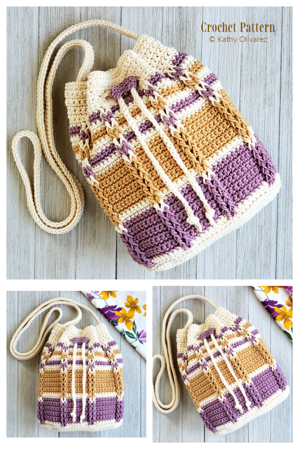 Summer Slice Drawstring Bag Free Crochet Patterns