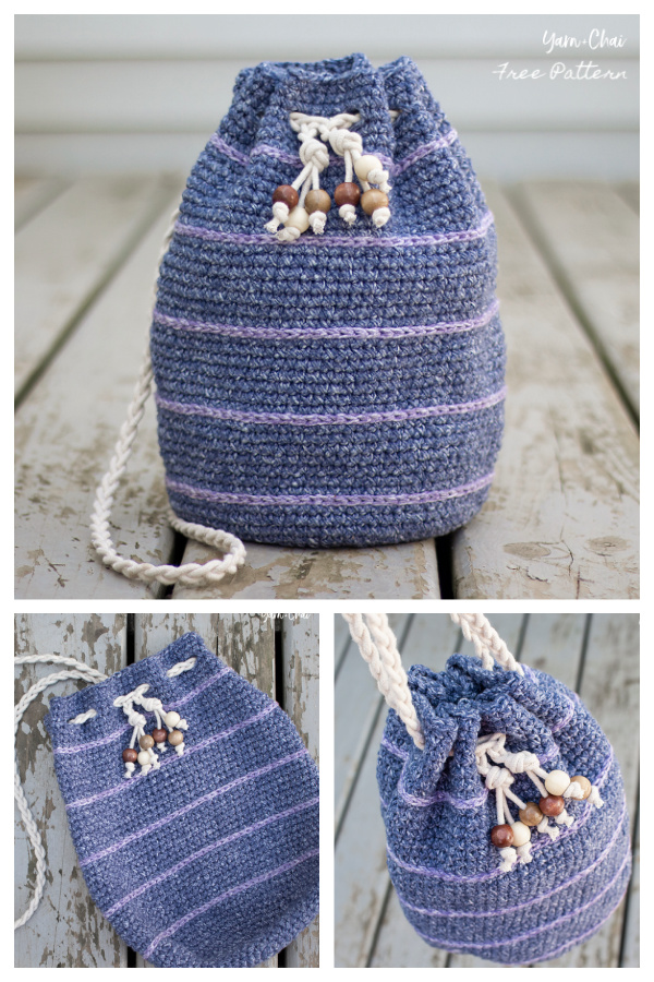 Simple Drawstring Bag Free Crochet Patterns