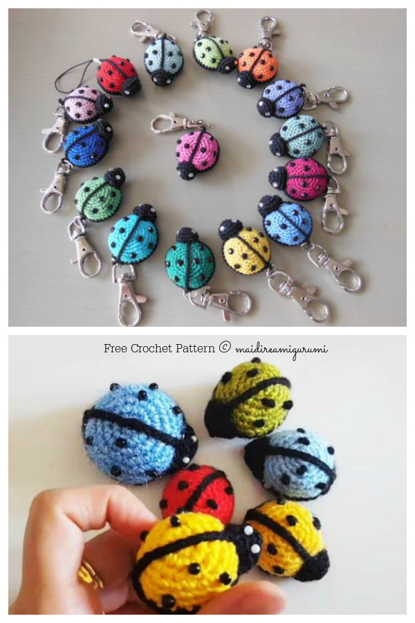 Crochet Ladybug Keychain Amigurumi Free Patterns