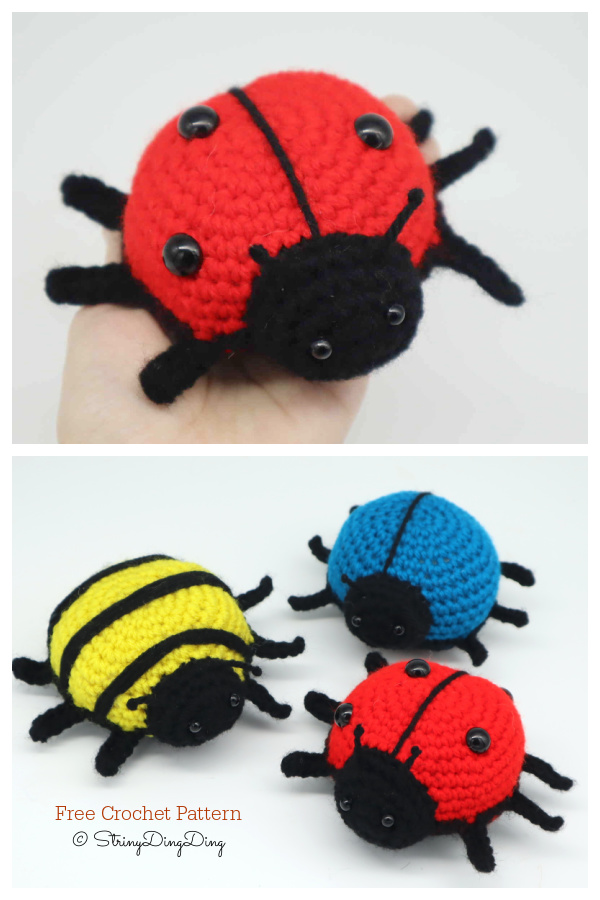 Crochet Ladybug, Bee, & Beetle Amigurumi Free Patterns