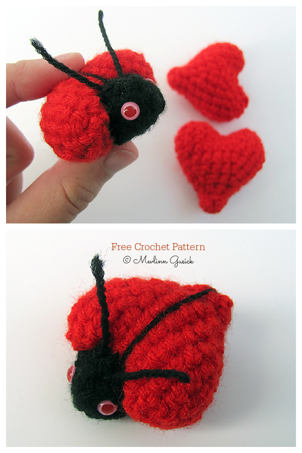 Crochet Love Heart Ladybug Cuddler Amigurumi Free Patterns