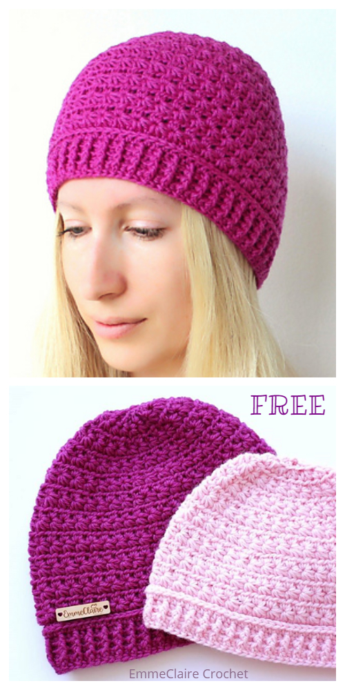 Star Stitch Hat Free Crochet Patterns + Video