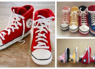 Adult Converse Sneaker Slippers Free Crochet Patterns + Video Adult Converse Sneaker Slippers Free Crochet Patterns + Video