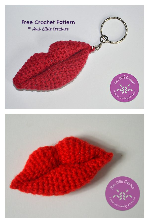 Amigurumi lips Keychain Free Crochet Pattern