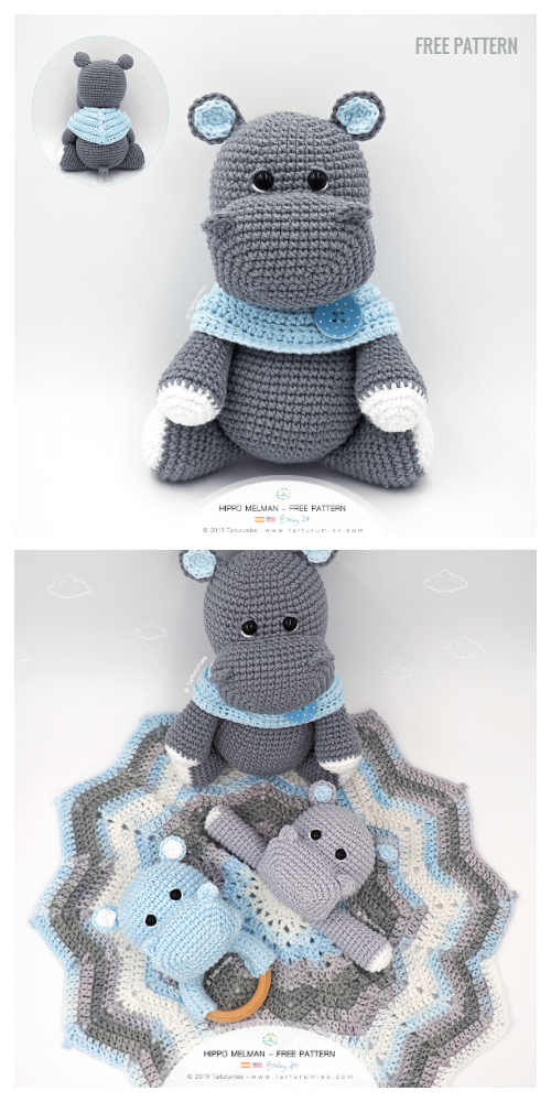 Crochet Hippo Trio Amigurumi Free Patterns