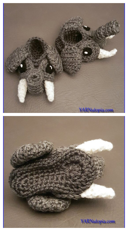 Elephant Baby Booties Free Crochet Pattern + Video