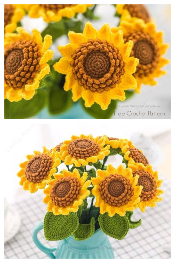 Sunflower Bouquet Free Crochet Patterns + Video