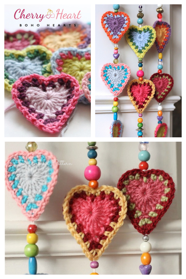Valentine BOHO Heart Wall Hanging Free Crochet Patterns