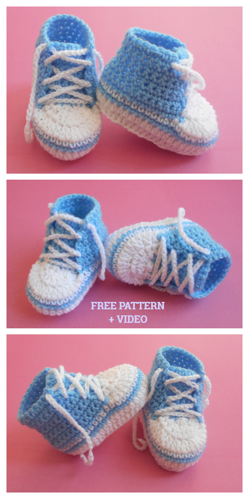 Converse Baby Sneakers Free Crochet Patterns + Video