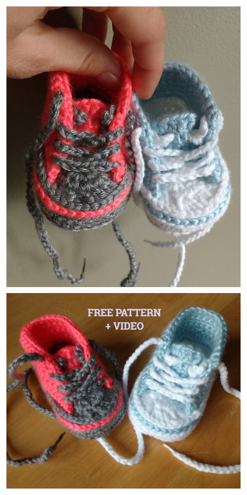 Converse Baby Sneakers Free Crochet Patterns + Video