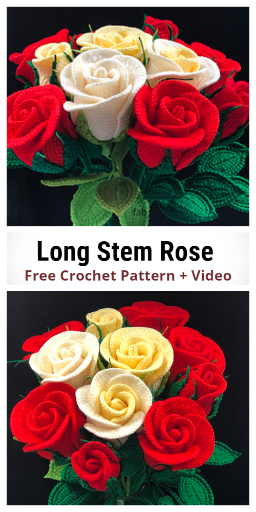 Long Stem Rose Free Crochet Pattern + Video