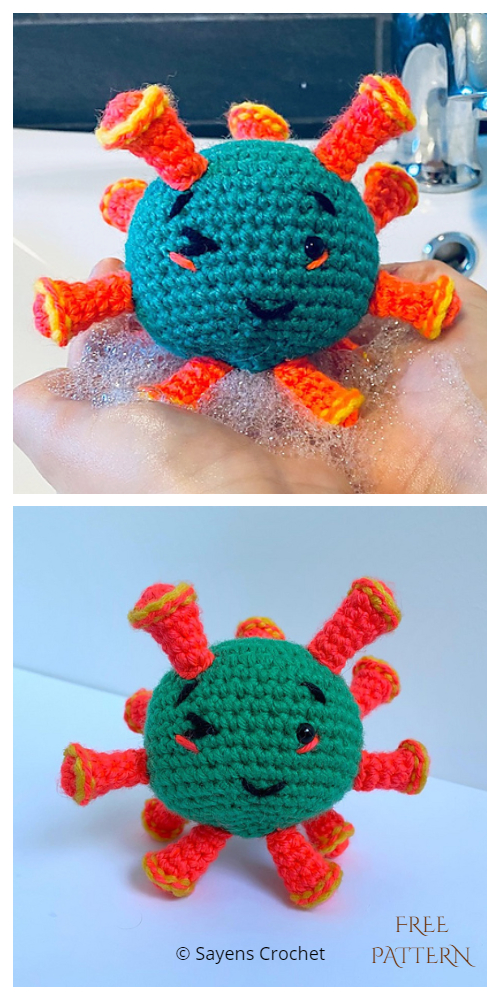 Crochet Morris the Virus Amigurumi Free Patterns 