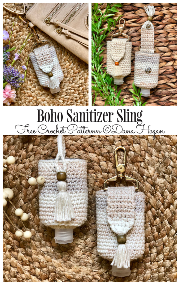 Boho Sanitizer Sling Free Crochet Patterns 