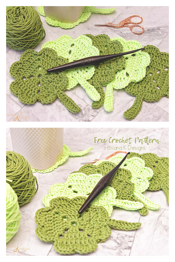Spring Shamrock Coaster Free Crochet Patterns