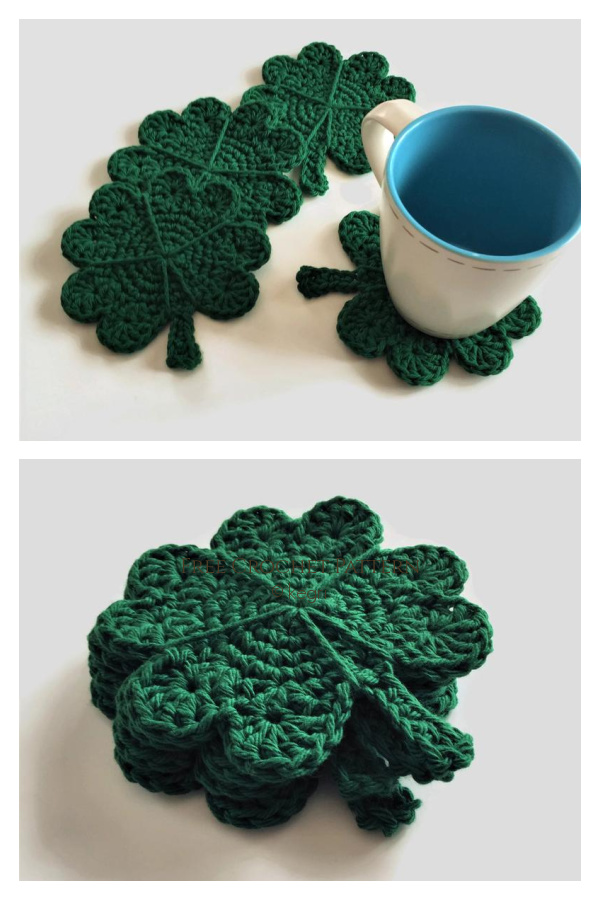 St Patricks Day Shamrock Coaster Crochet Patterns