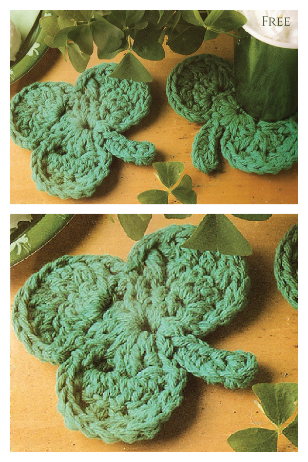 St Patricks Day Shamrock Coaster Free Crochet Patterns & Paid