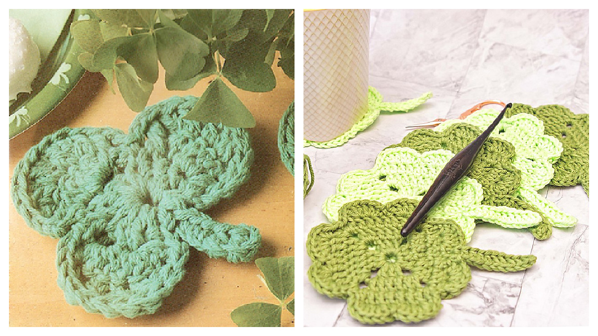 St Patricks Day Shamrock Coaster Free Crochet Patterns & Paid