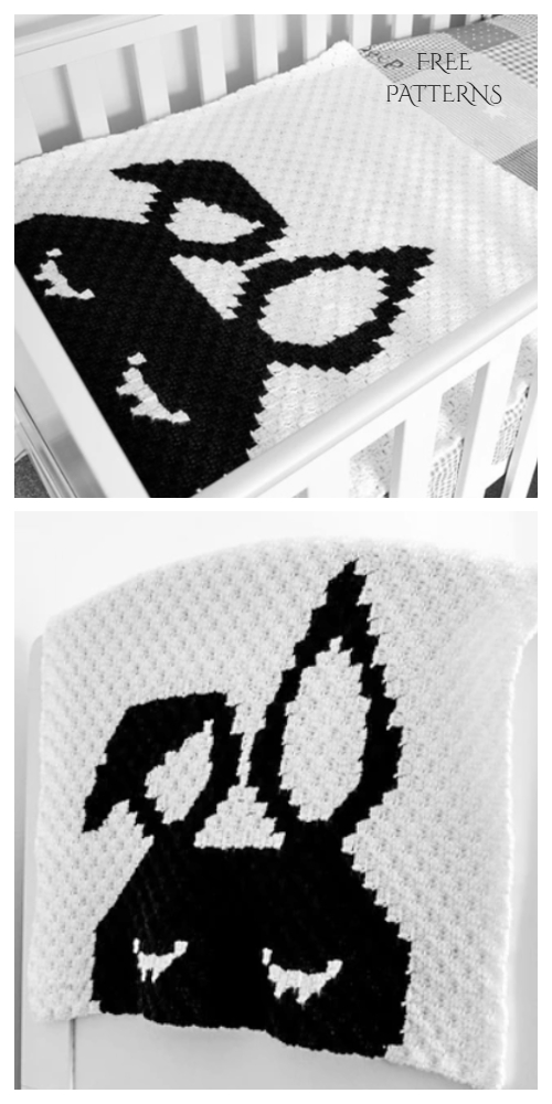 C2C Lazy Bunny Blanket Free Crochet Patterns