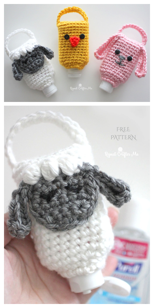 Animal Hand Sanitizer Holder Free Crochet Patterns + Video