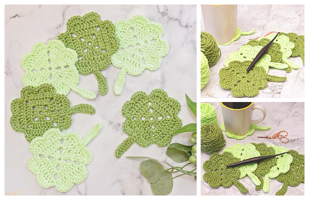 Spring Shamrock Coaster Free Crochet Patterns & Paid