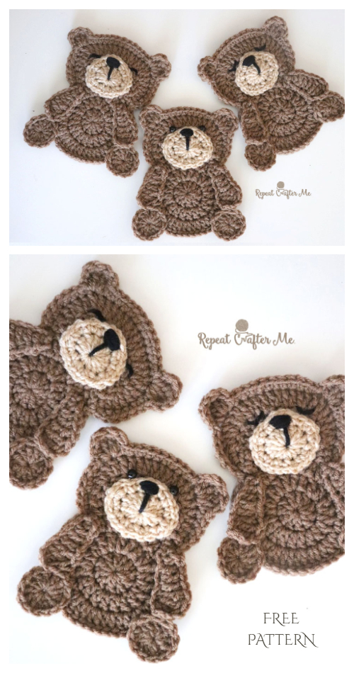 Teddy Bear Applique Free Crochet Patterns