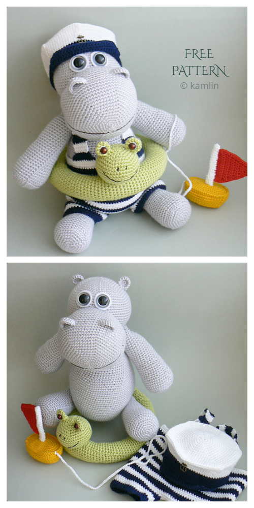 Amigurumi Hippo in Swimsuit Free Crochet Patterns