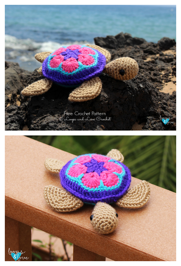 Amigurumi African Flower Sea Turtle Free Crochet Pattern