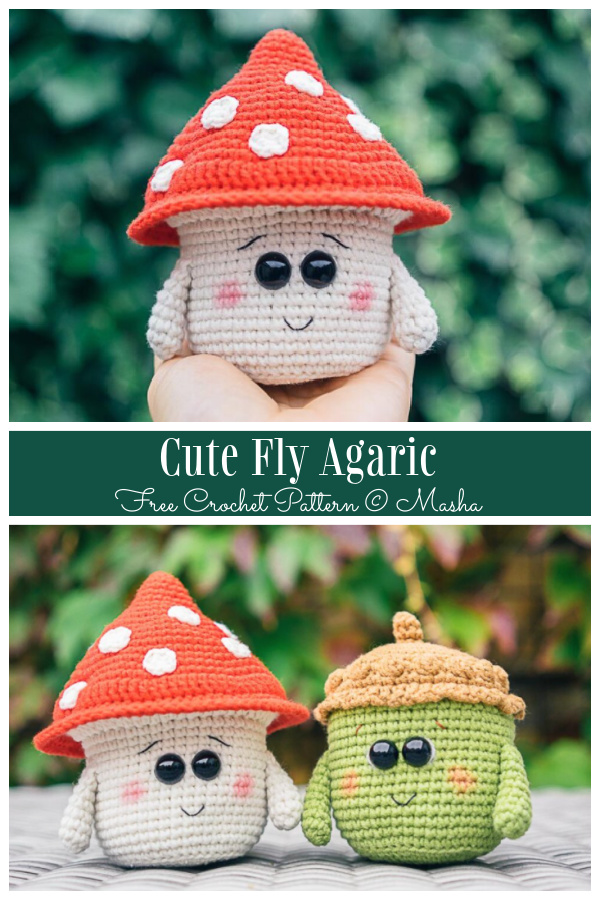 Crochet Cute Fly Agaric Mushroom Doll Amigurumi Free Patterns