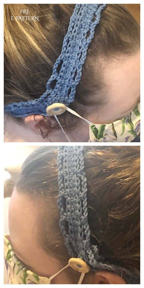 Buttoned Headband Mask Holder Free Crochet Pattern
