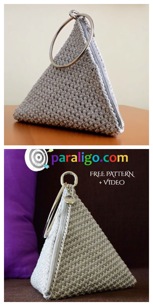 Pyramid Clutch Pouch Free Crochet Patterns + Video