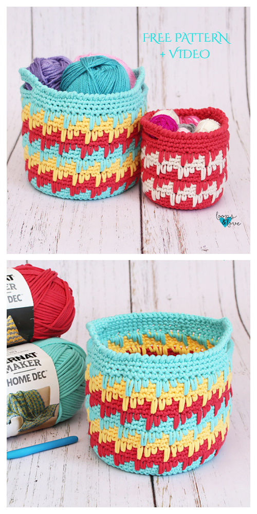 Spike Stitch Basket Free Crochet Patterns