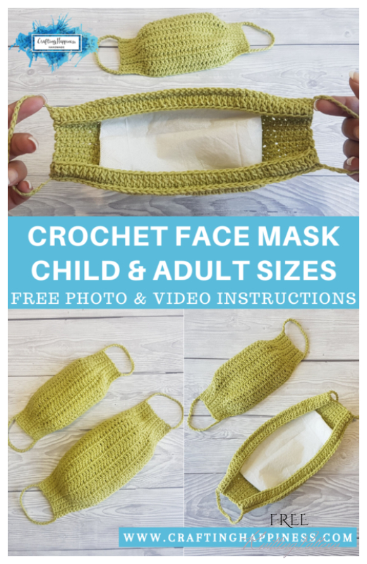 Kids&Adults Easy Face Mask with Filter Free Crochet Patterns + Video