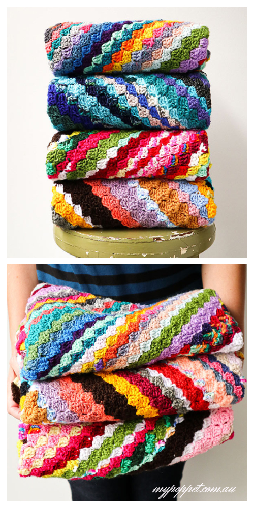 C2C Scrappy Blanket Free Crochet Pattern