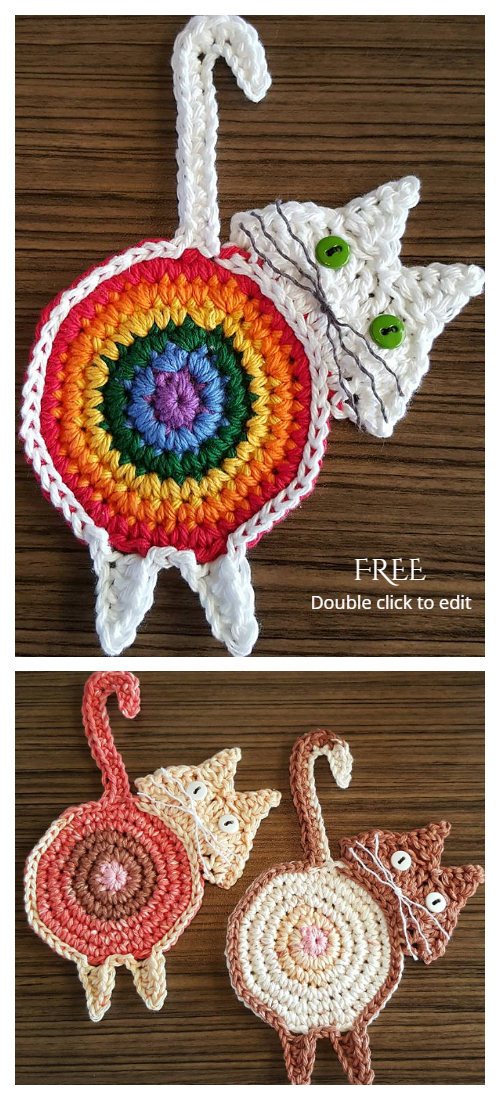 Cat Butt Coaster Free Crochet Patterns