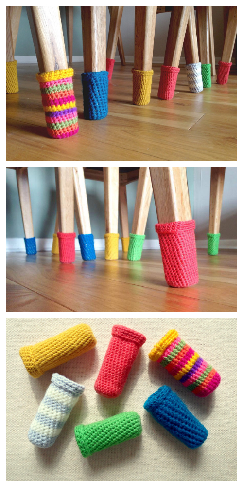 Quick Scrap Yarn Chair Leg Socks Free Crochet Patterns