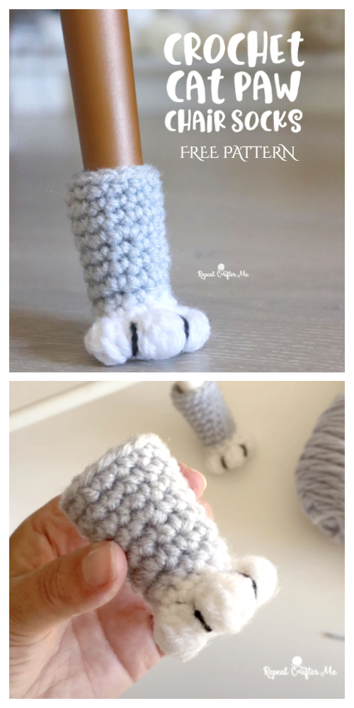 Cat Paw Chair Socks Free Crochet Pattern + Video