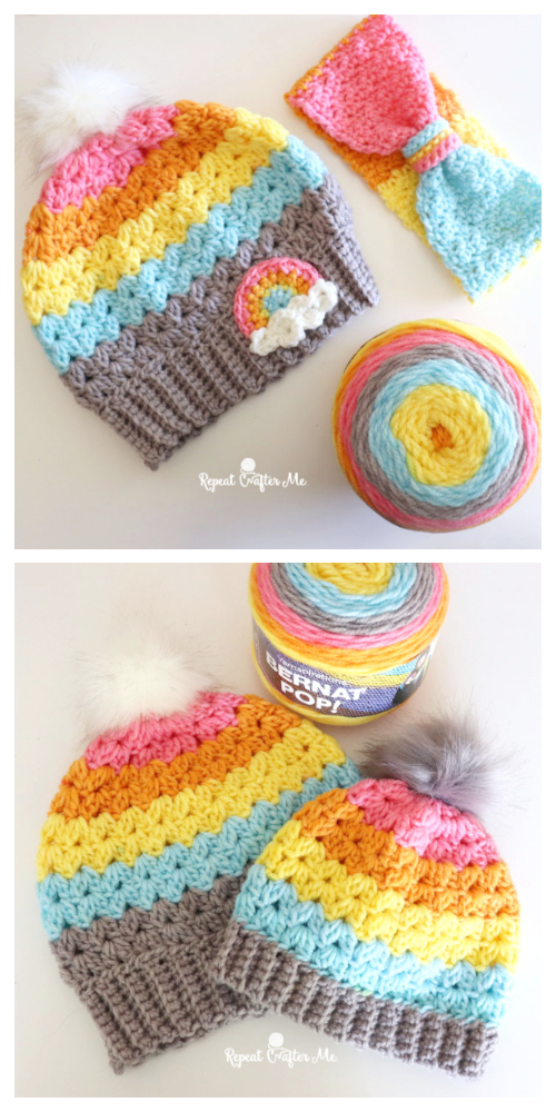 Cluster V-stitch Hat Free Crochet Patterns