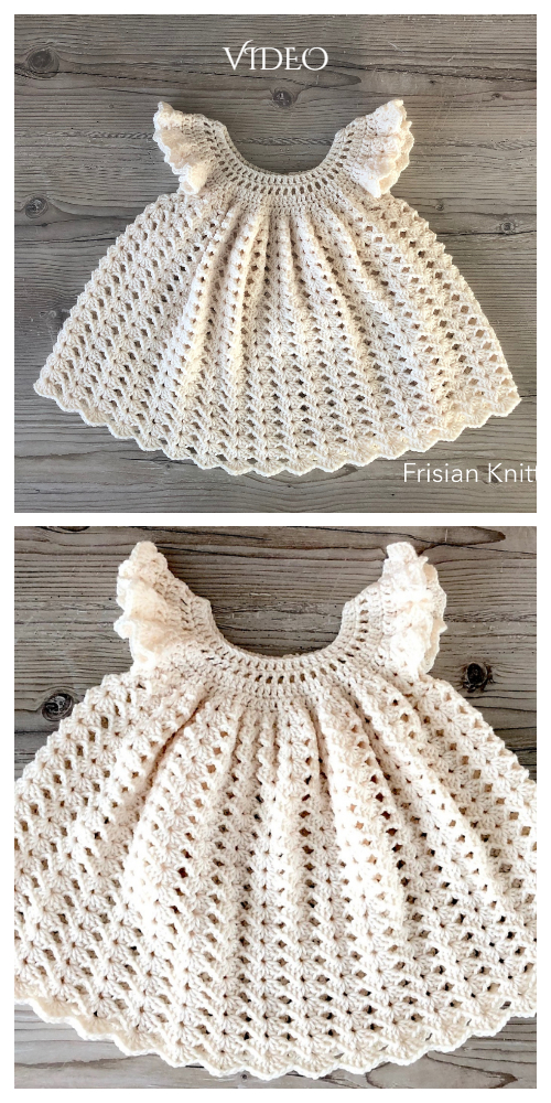 Girls Shell Stitch Dress Crochet Patterns + Video