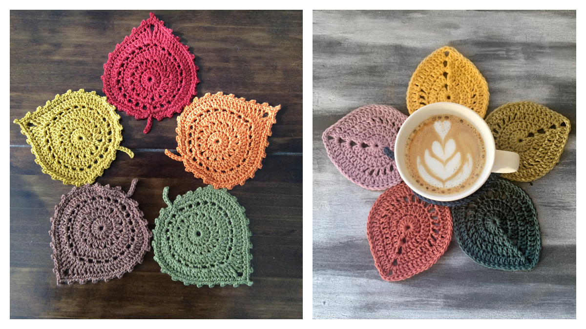 Crochet Leaf Coaster Free Crochet Patterns and Tutorial