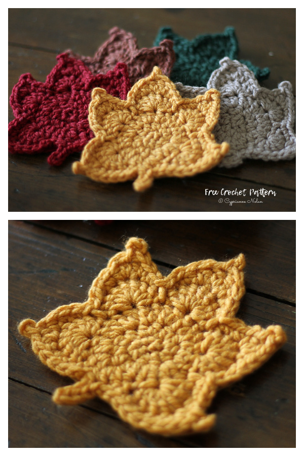 Fall Maple Leaf  Coasters Free Crochet Pattern + Video