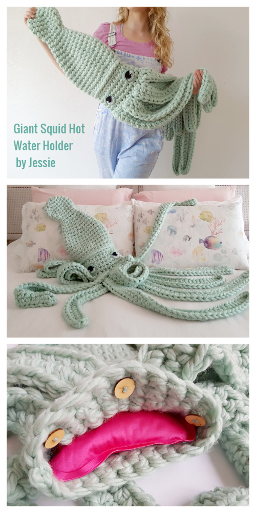 Giant Squid Hot Water Cozy Free Crochet Patterns