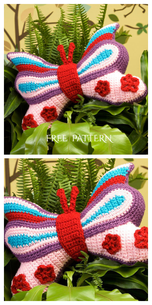 Kids Butterfly Pillow Free Crochet Patterns