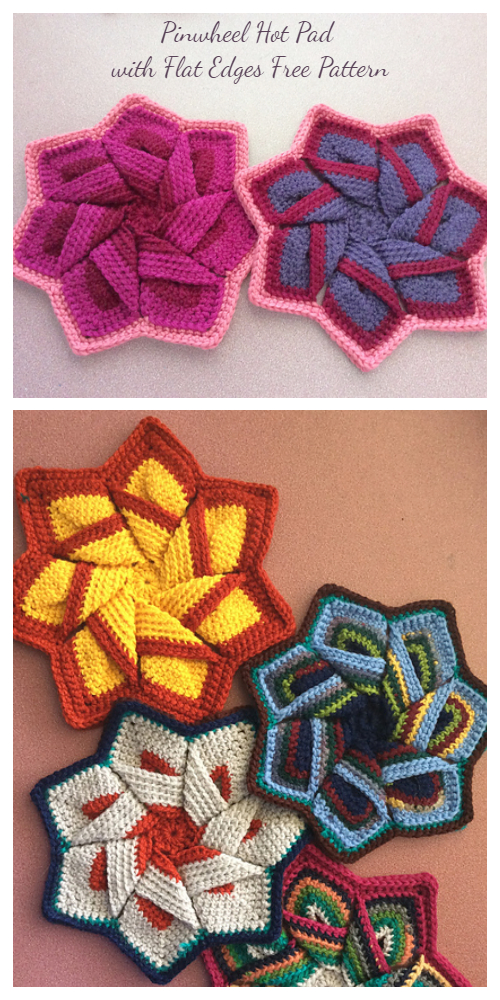 Pinwheel Kitchen Pad Potholder Free Crochet Patterns