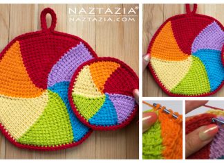 Pinwheel Kitchen Pad Potholder Free Crochet Patterns + Video Pinwheel Kitchen Pad Free Crochet Patterns + Video