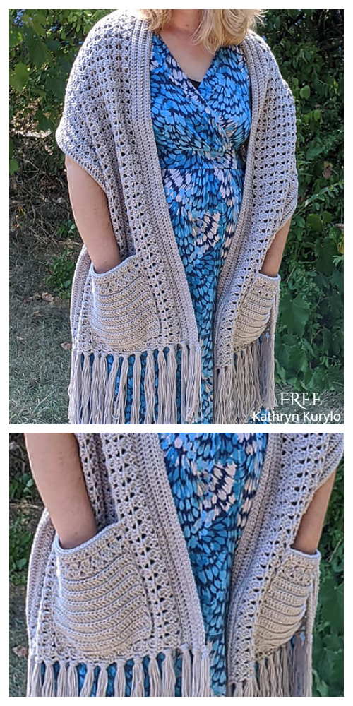 Delicate Pocket Shawl Free Crochet Pattern