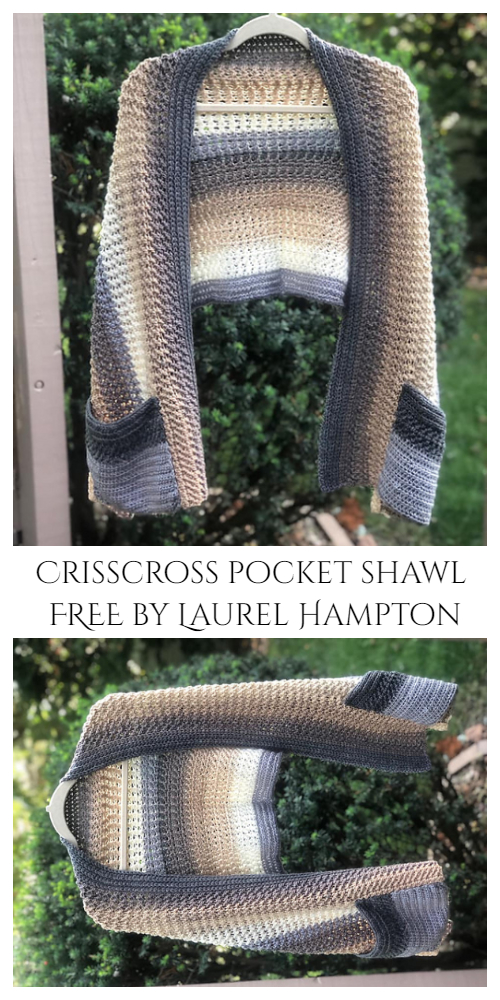 Crisscross Pocket Shawl Free Crochet Patterns