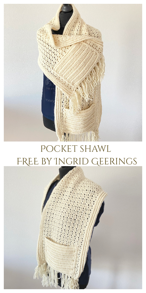 Easy Pocket Shawl Free Crochet Pattern