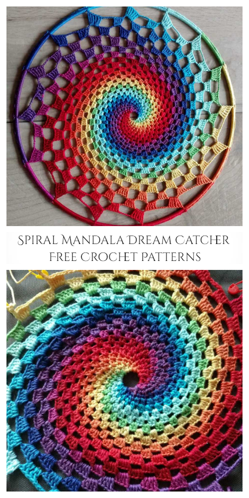 Spiral Mandala Dream Catcher Free Crochet Patterns