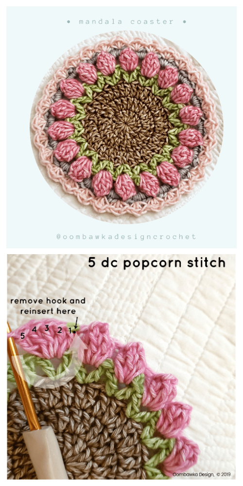 Tulip Mandala Coaster Free Crochet Patterns 